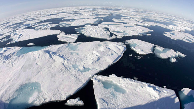 Ice floes float in Baffin Bay above the Arctic circle as seen from the Canadian Coast Guard icebreaker Louis S. St-Laurent on July 10, 2008. Newly-published research suggests sea ice loss is affecting the Arctic's ocean ecosystem. (Jonathan Hayward/Canadian Press)